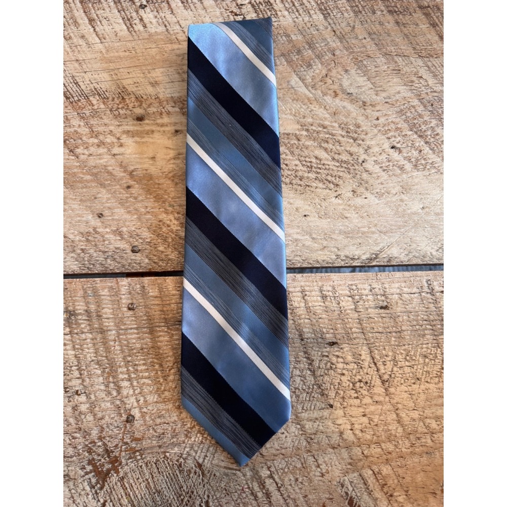 Habersime Italy‎ Blue Gray Striped Necktie Men's Polyester Tie